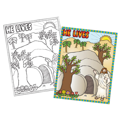 Easter He Lives Coloring Poster