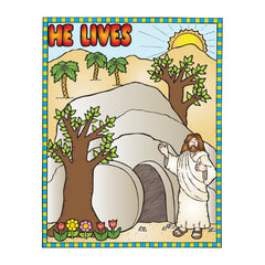 Easter He Lives Coloring Poster